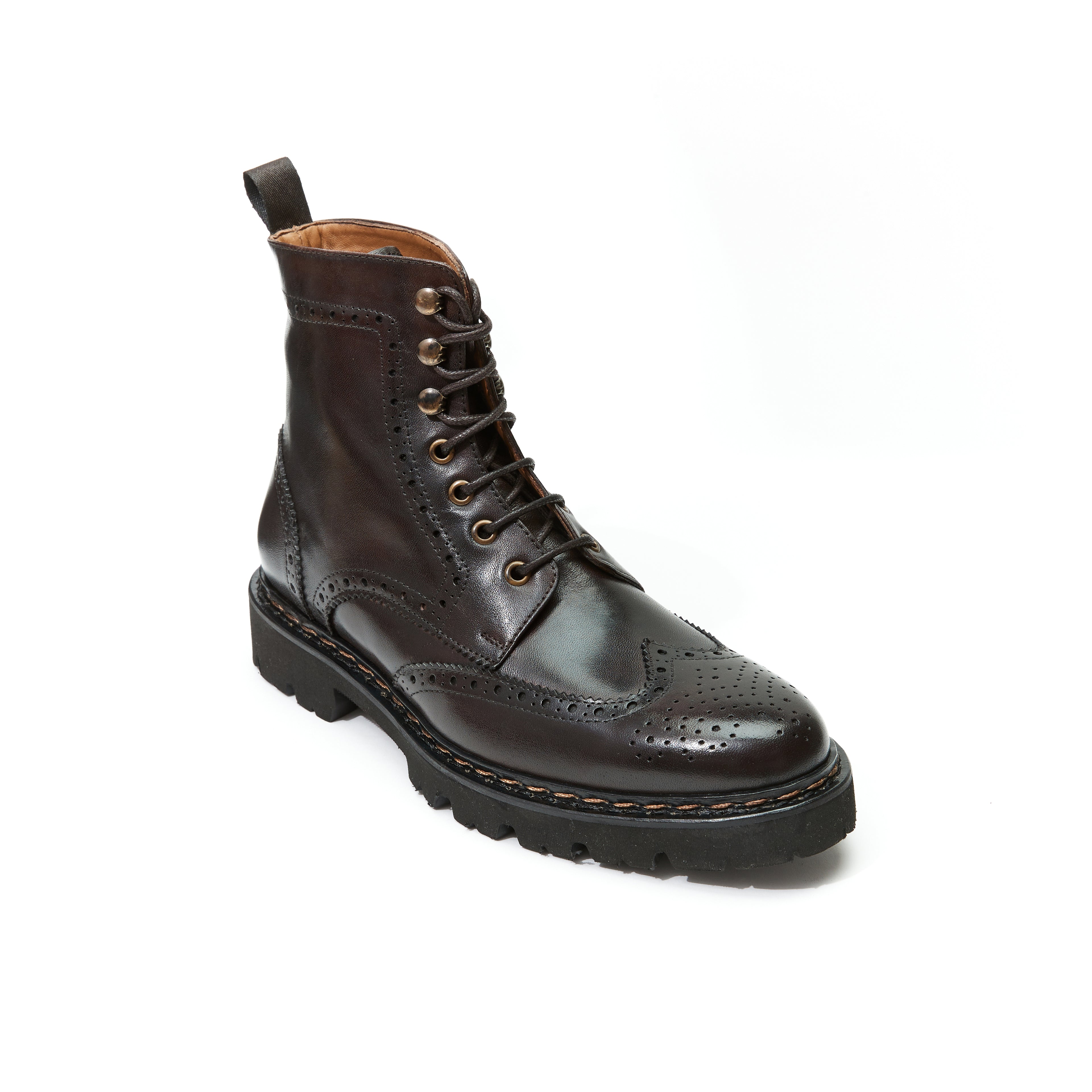 Bottines Derby À Bout Fleuri - Marron Foncé - Homme