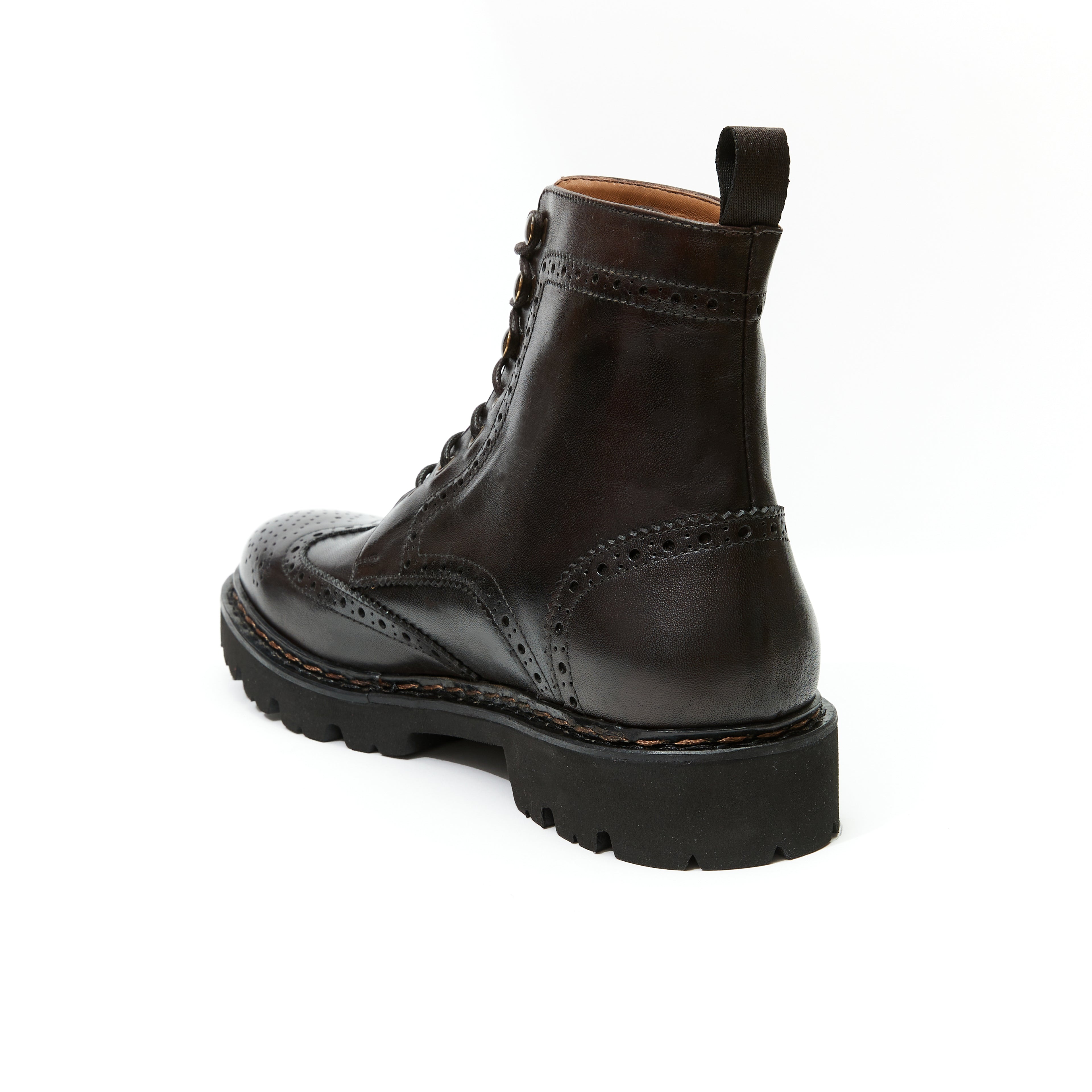 Bottines Derby À Bout Fleuri - Marron Foncé - Homme