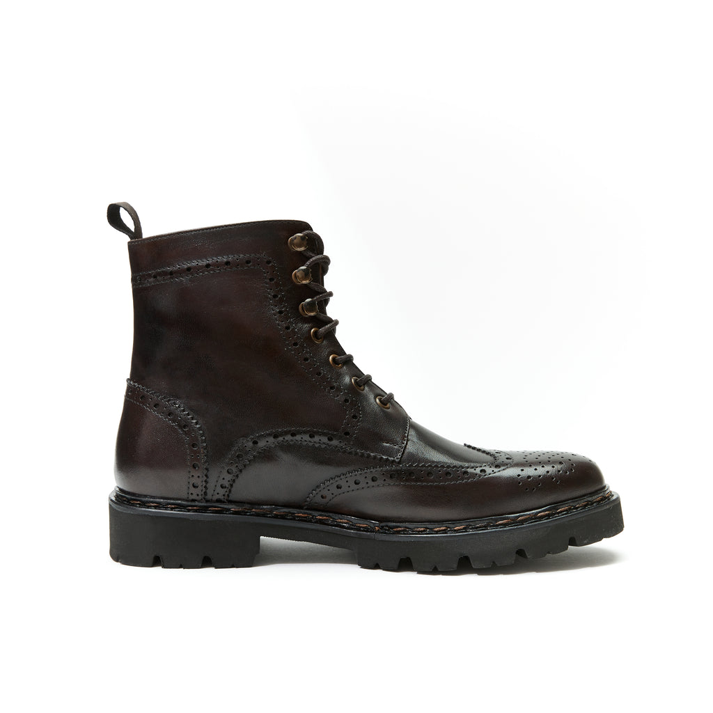 Bottines Derby À Bout Fleuri - Marron Foncé - Homme