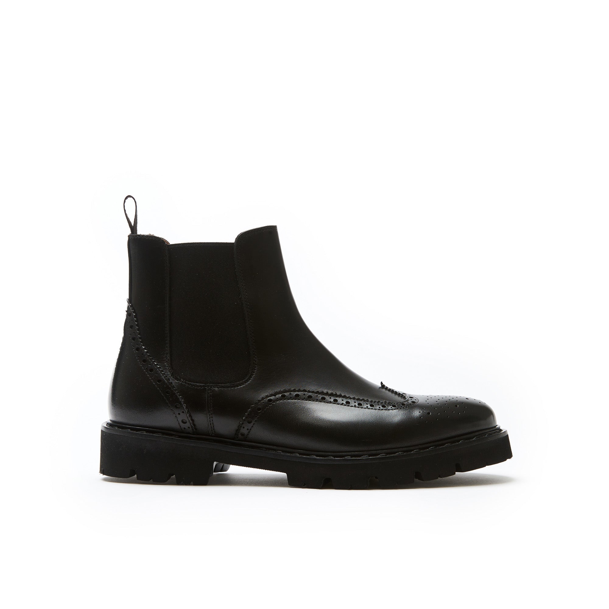 Chelsea Wingtip Ankle Boots - Black - Men