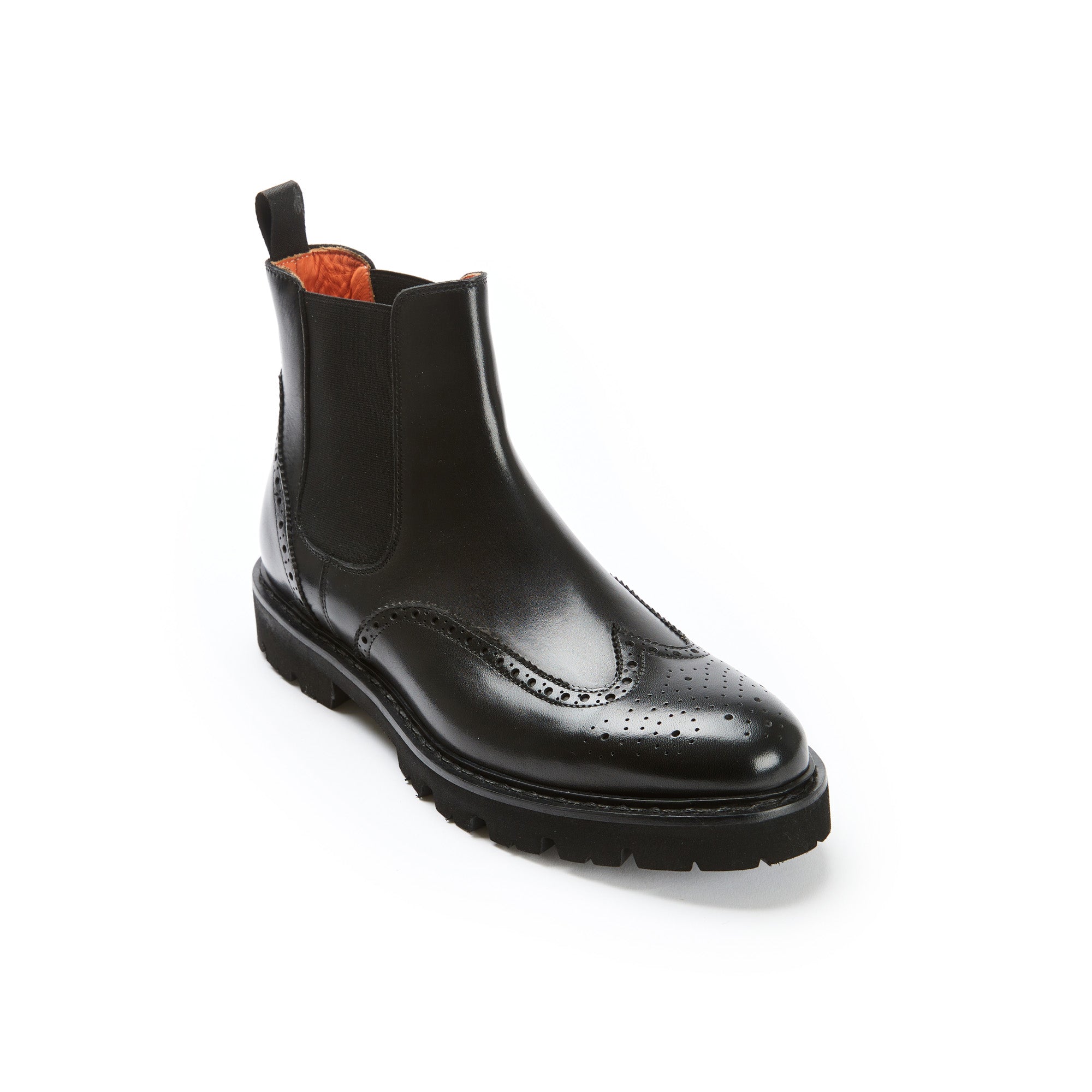 Chelsea Boots with Brogue Toe - Black - Men