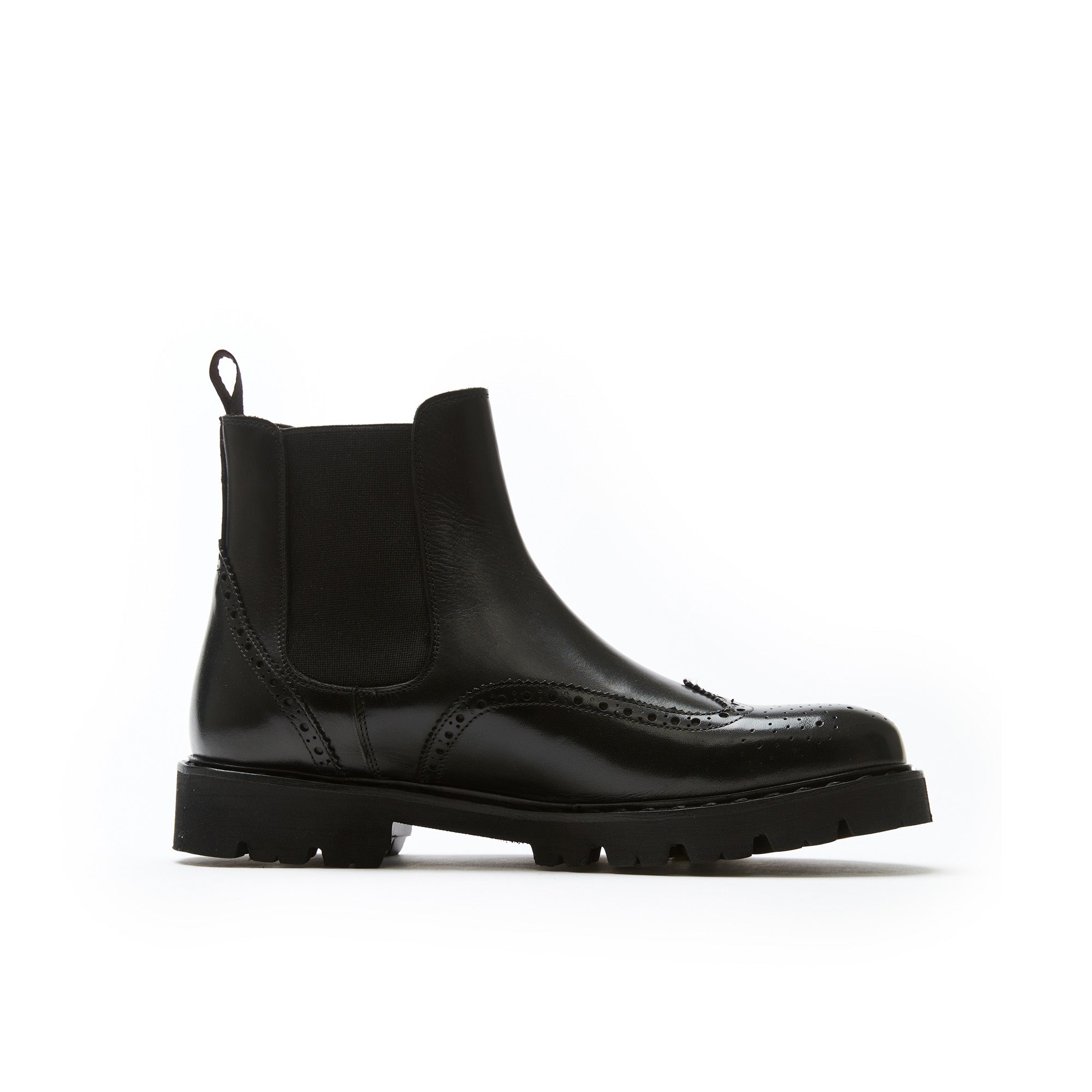 Chelsea Boots with Brogue Toe - Black - Men
