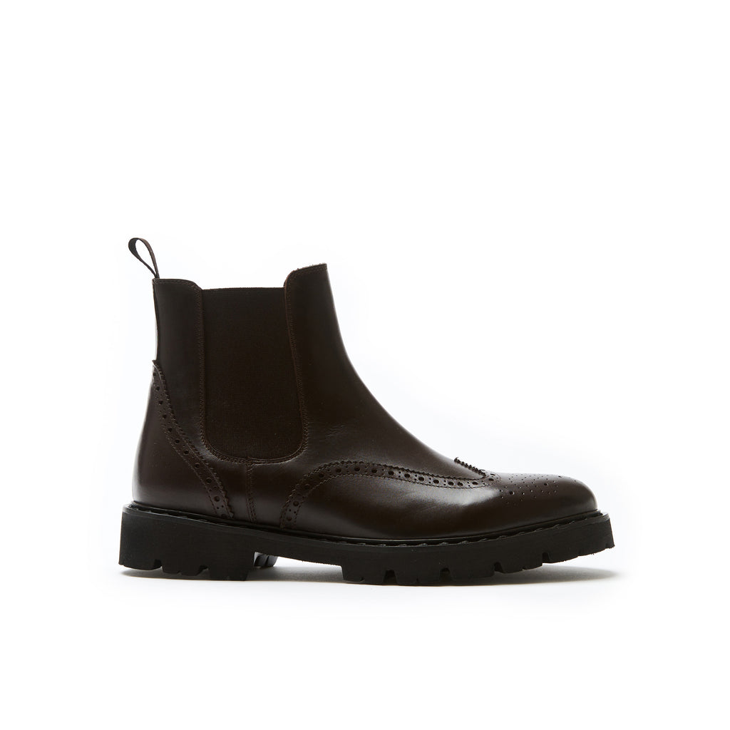Chelsea Boots with Brogue Toe - Dark Brown - Men