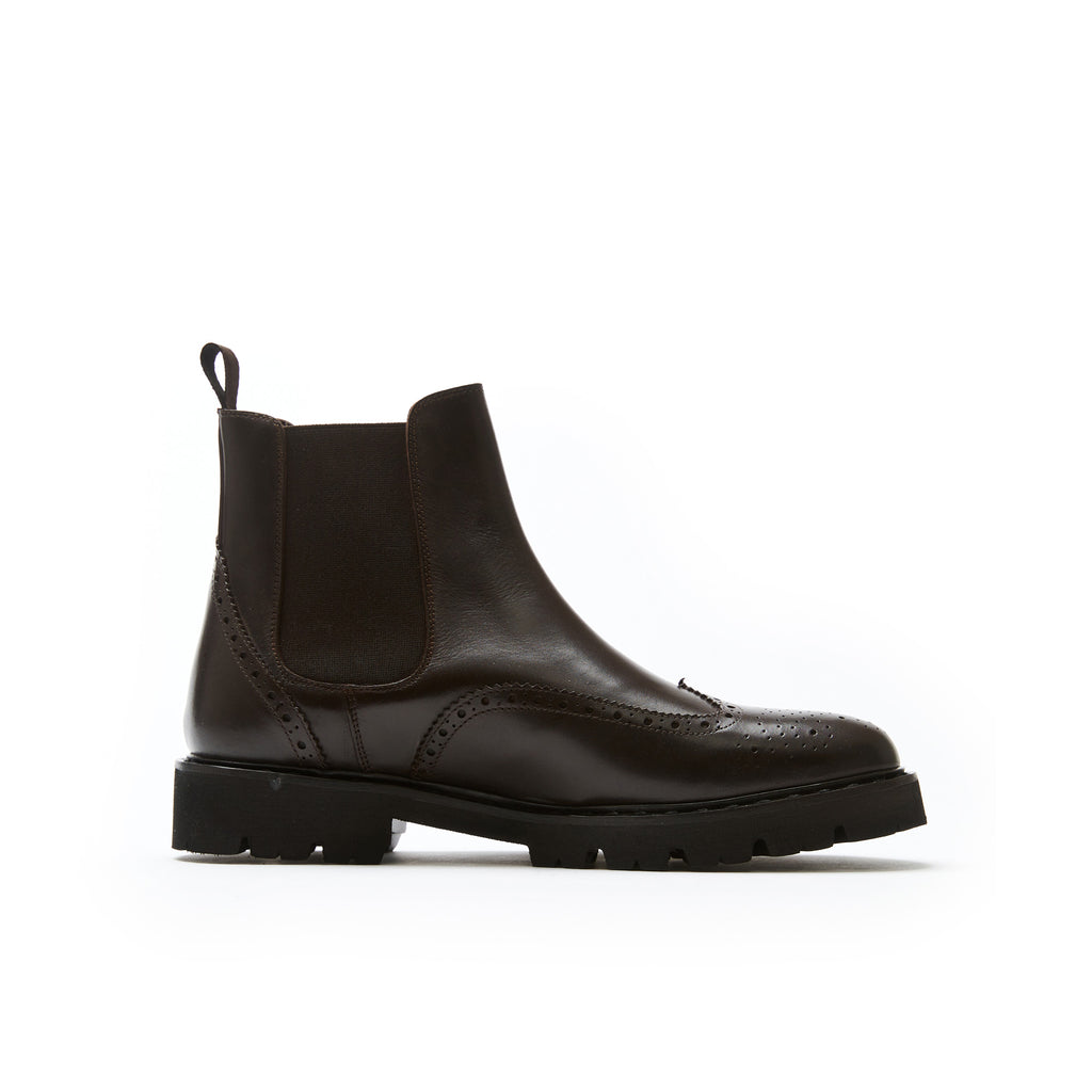 Chelsea Boots with Brogue Toe - Dark Brown - Men