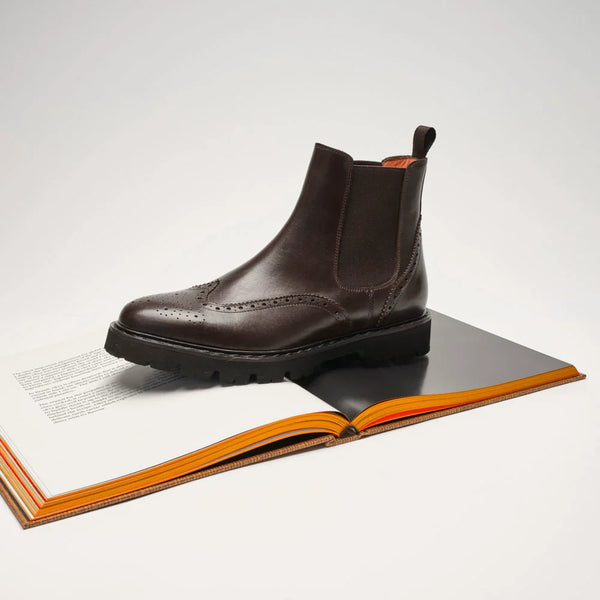 Wingtip Chelsea Boots - Dark Brown - Men
