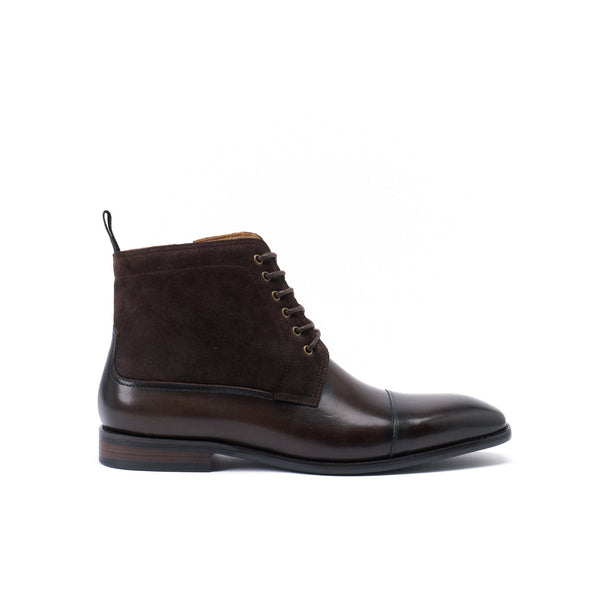 Straight Hooded Derby Ankle Boots - Dark Brown - Men