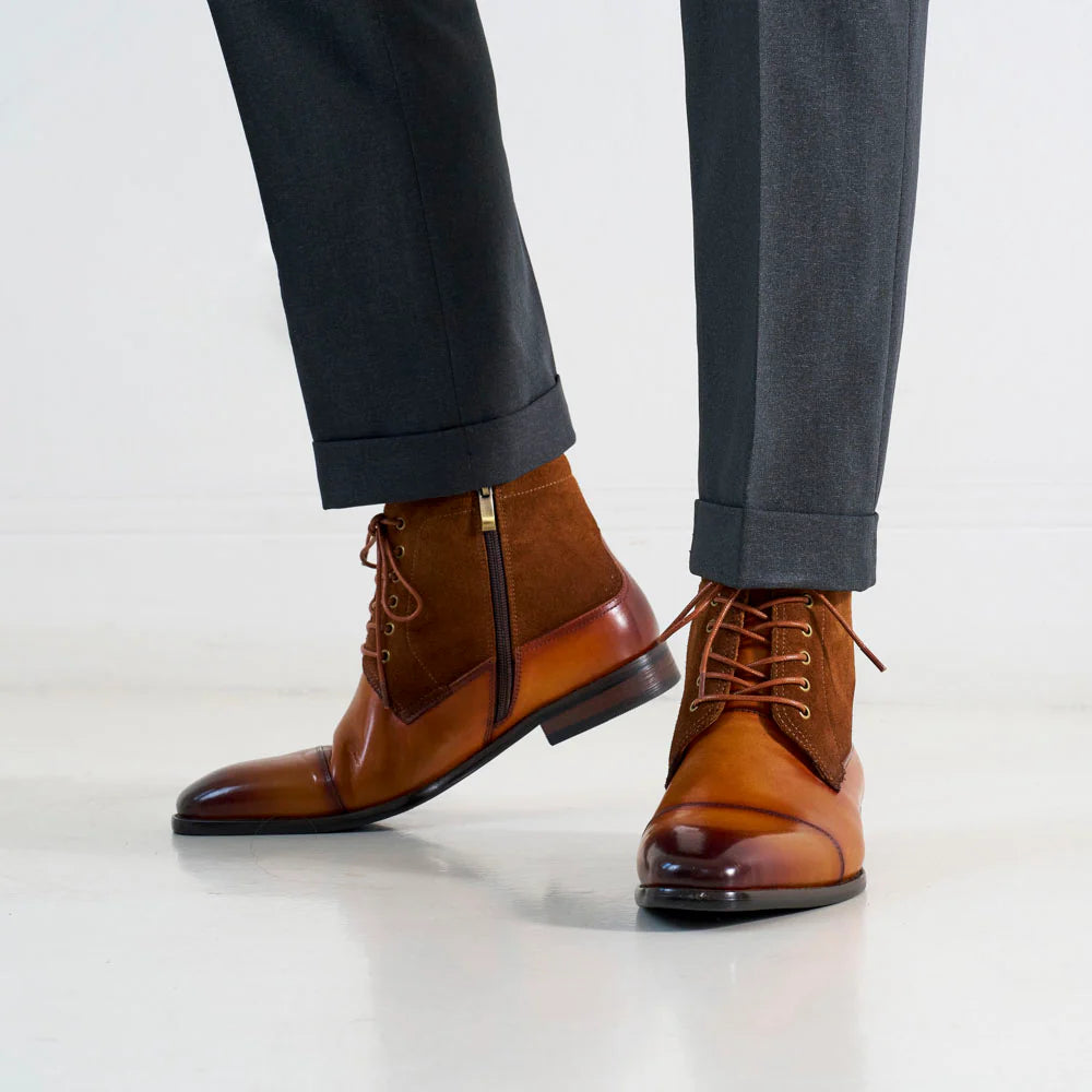 Straight Hooded Derby Boots Tan - Brown - Men