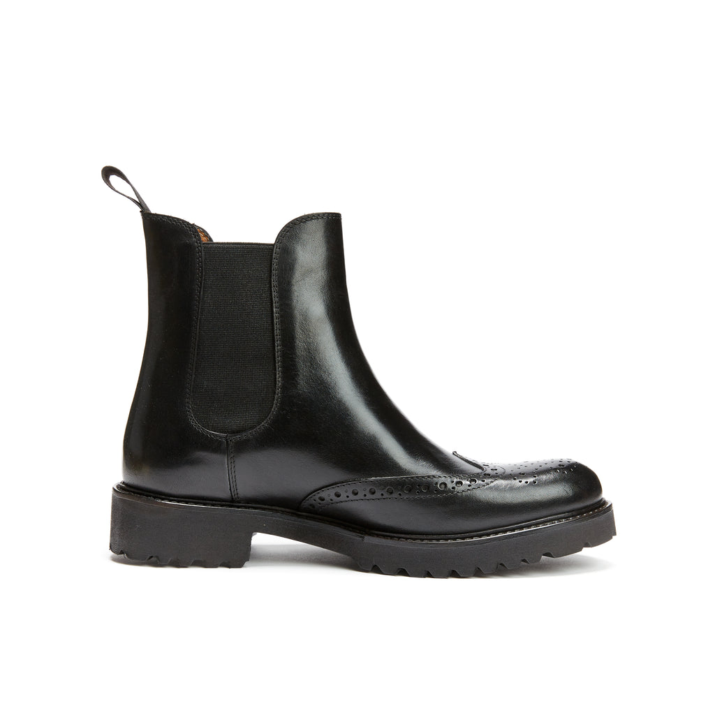 Boots Chelsea À Bout Fleuri - Noir - Femme