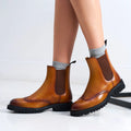 Boots Chelsea À Bout Fleuri - Marron Clair - Femme