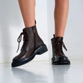 Botines derby con cordones - Marrón oscuro - Mujer