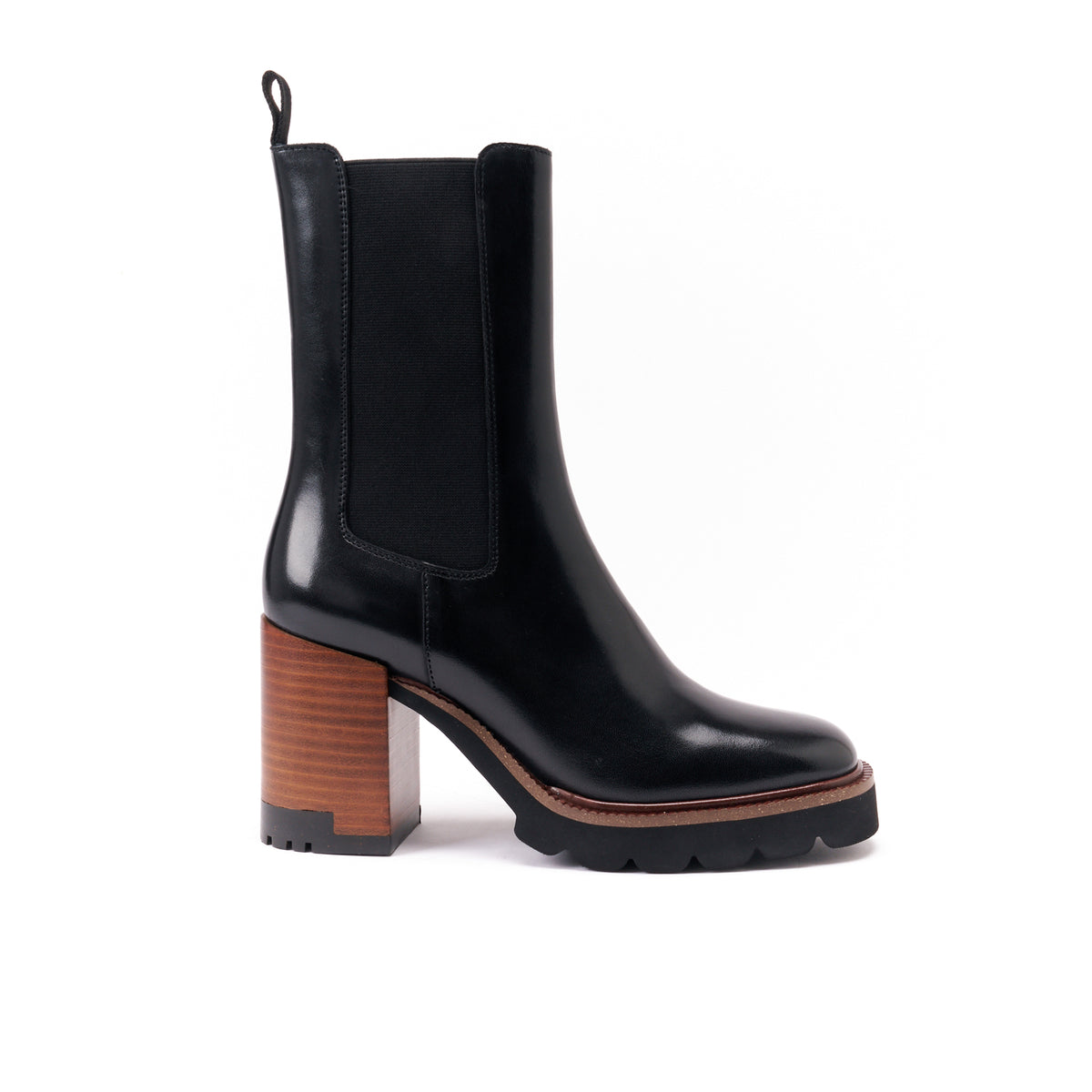 Chelsea-Stiefeletten mit Absatz - Schwarz - Damen