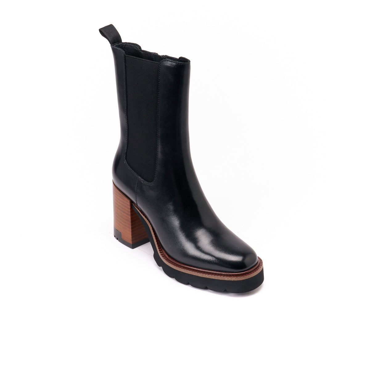 Chelsea-Stiefeletten mit Absatz - Schwarz - Damen