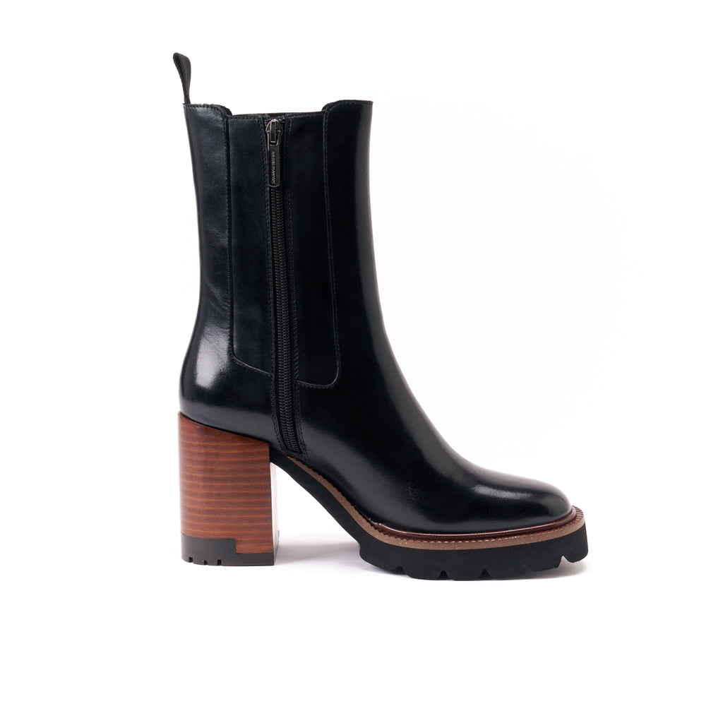 Chelsea-Stiefeletten mit Absatz - Schwarz - Damen