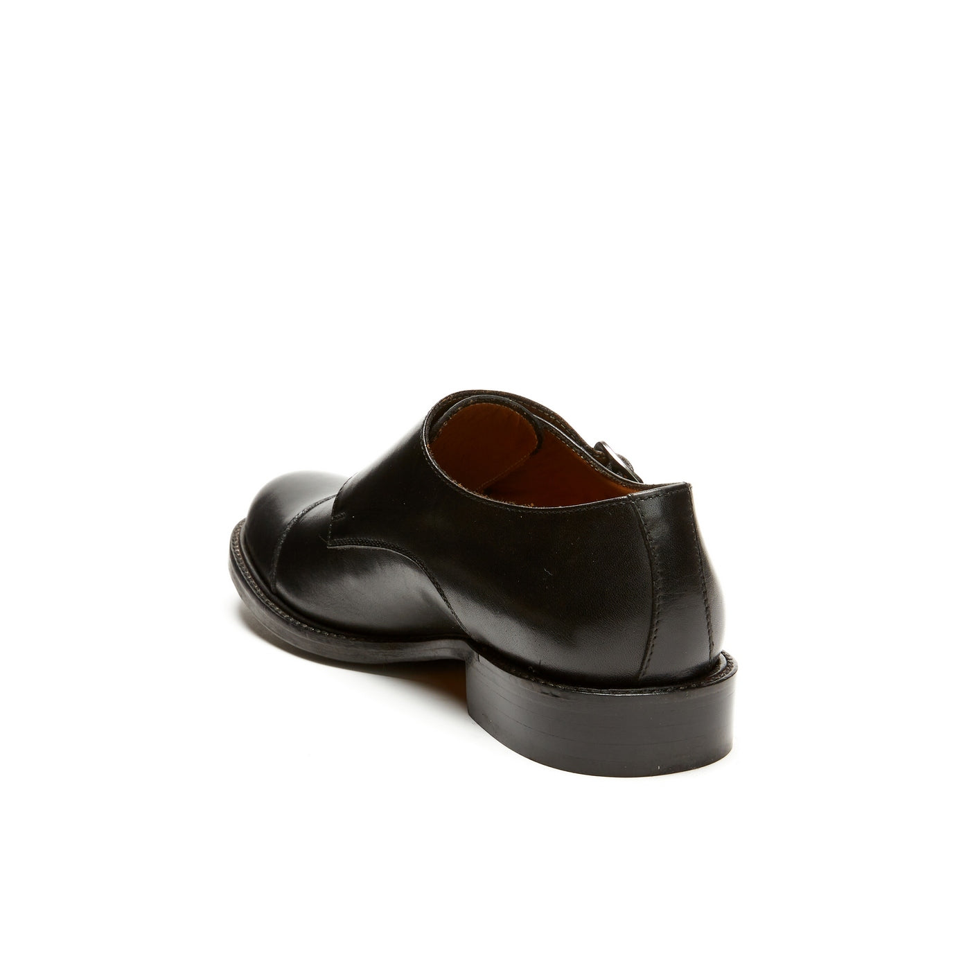 Straight-Toe Monk Strap Shoes - Black - Women