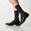 Straight-Toe Monk Strap Shoes - Black - Women
