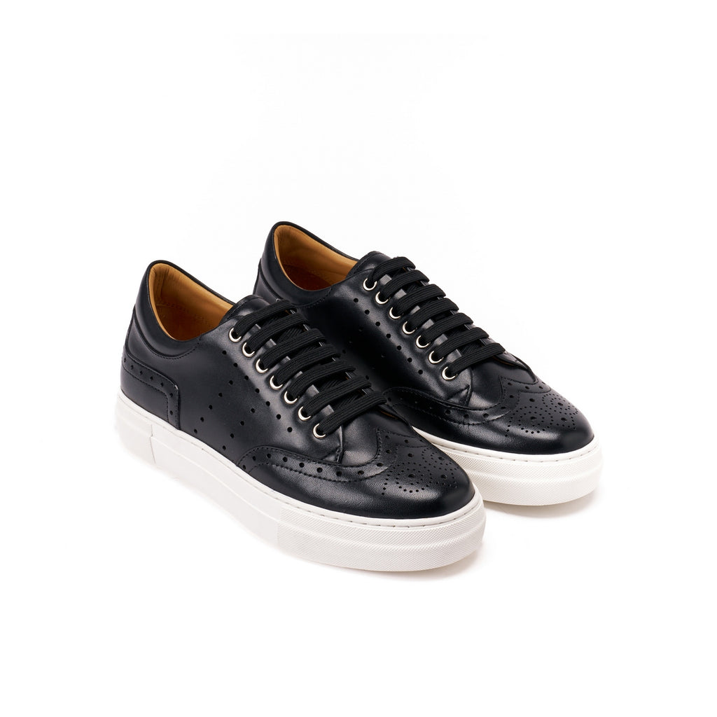 Brogue-Toe Trainers - Black - Women