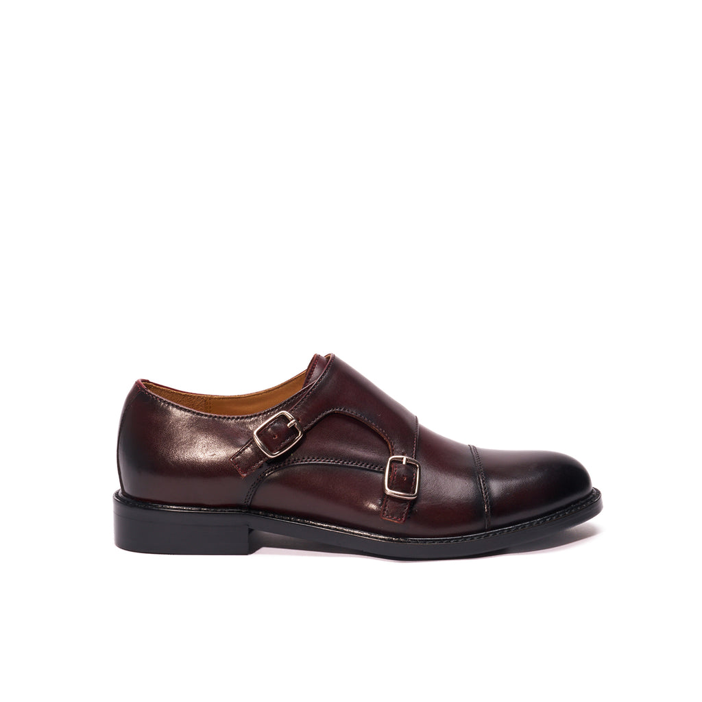 Monk Straps Bout Droit - Bordeaux - Femme