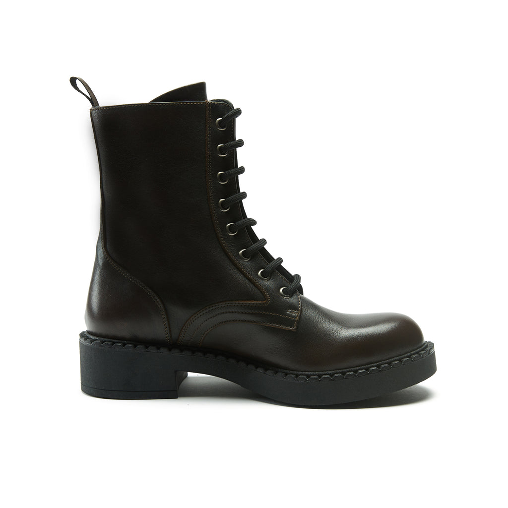Bottines Derby À Lacets - Marron Foncé - Femme