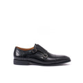 Straight-Toe Monk Strap Shoes - Black - Men