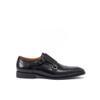 Straight-Toe Monk Strap Shoes - Black - Men