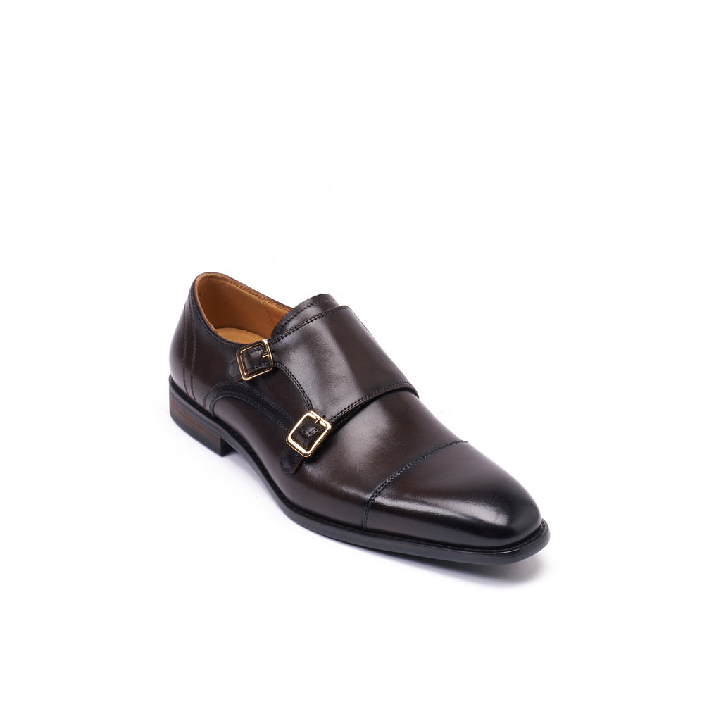 Monk Strap de punta recta - Marrón oscuro - Hombre
