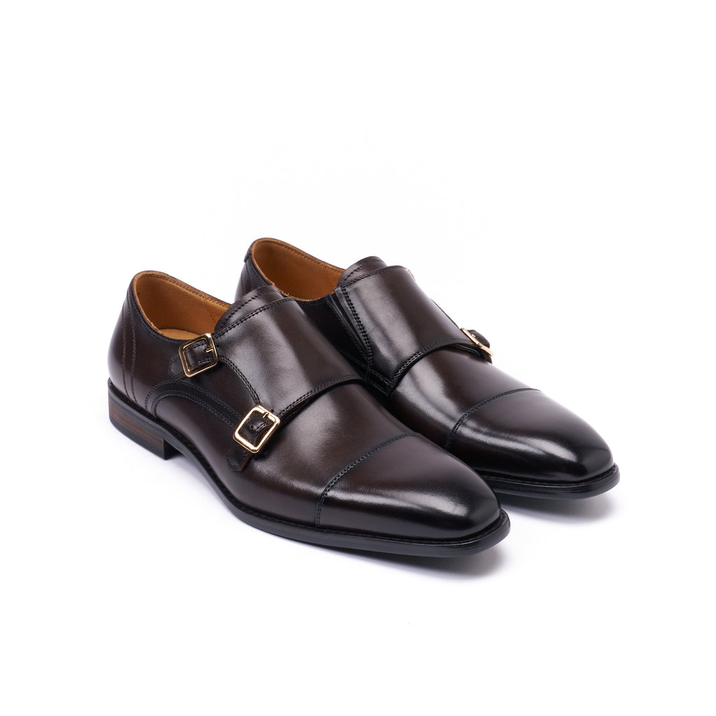 Monk Strap de punta recta - Marrón oscuro - Hombre