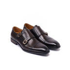 Monk Strap de punta recta - Marrón oscuro - Hombre