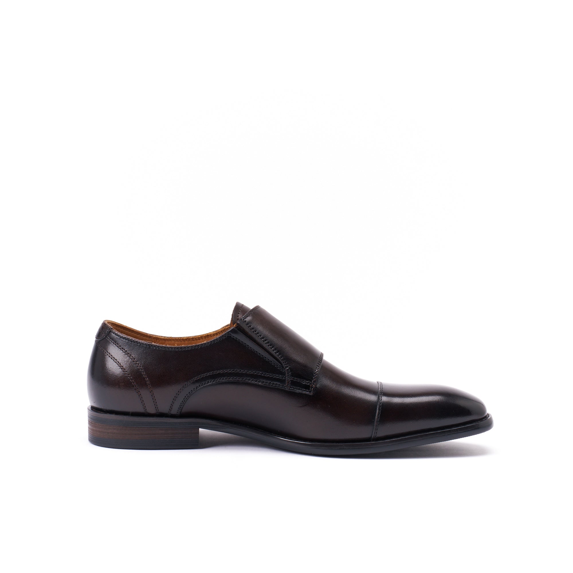 Monk Strap de punta recta - Marrón oscuro - Hombre