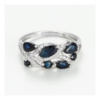 Bague "Floral Saphir" Or Blanc 375/1000