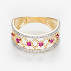 "Ruby Diamond" Ring - 375/1000 Yellow Gold