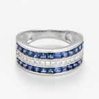 "Princesses Sapphire" Ring, 0.17/18 diameter, 1.7/26 sapphire - 375/1000 White Gold