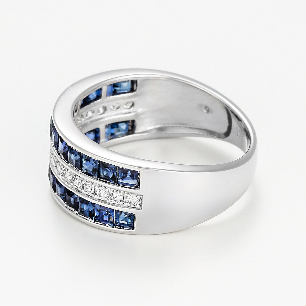 "Princesses Sapphire" Ring, 0.17/18 diameter, 1.7/26 sapphire - 375/1000 White Gold