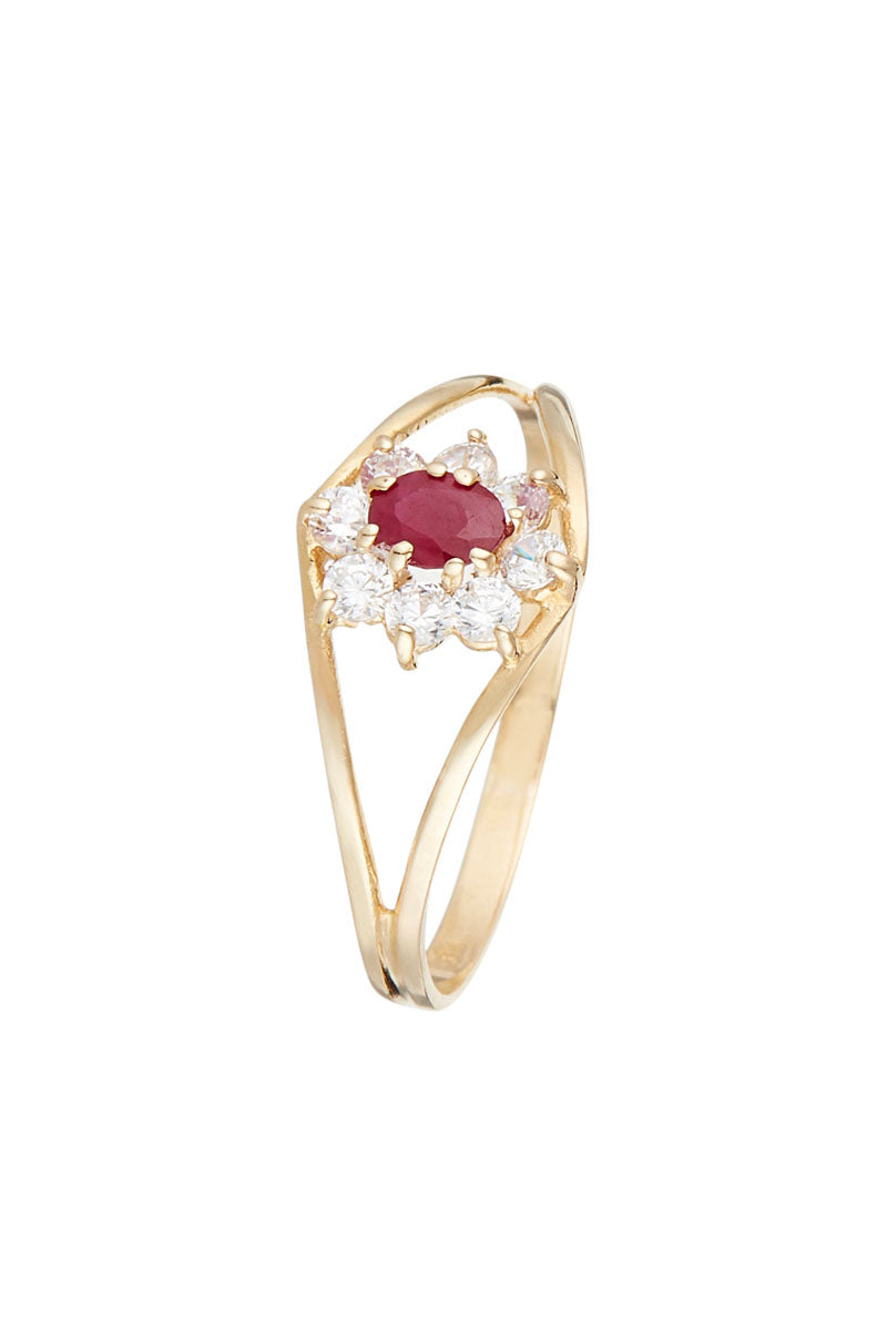 Anillo "Reina Roja" Rubí 0.23Ct/1 Oro Amarillo 375/1000