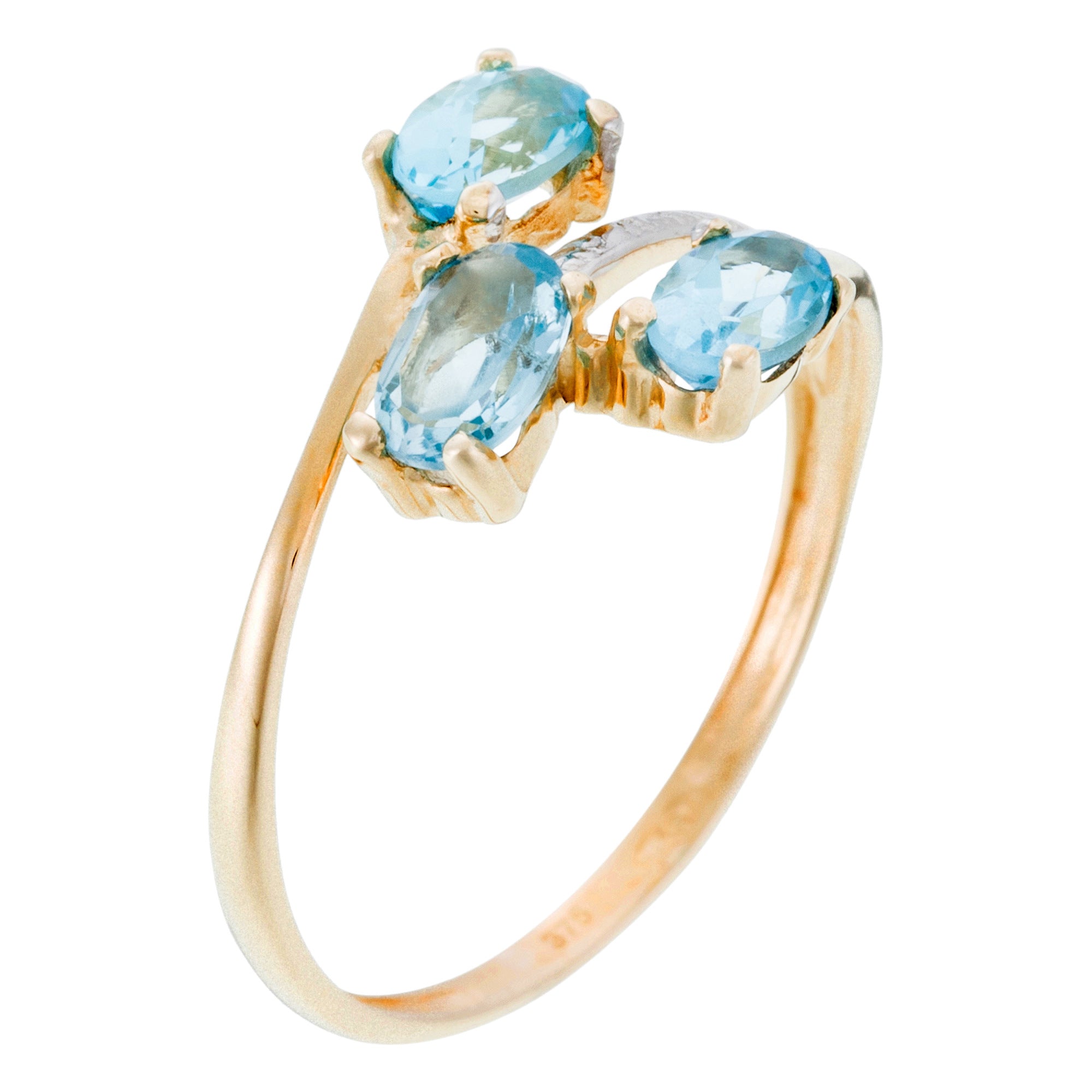 Bague "Chemin Bleu" Or Bicolore 375/1000