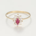 “Vera” Ring Ruby Yellow Gold 375/1000 And Zirconium