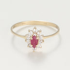 “Vera” Ruby Ring 375/1000 Yellow Gold And Zirconium