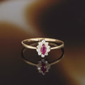 “Vera” Ruby Ring 375/1000 Yellow Gold And Zirconium