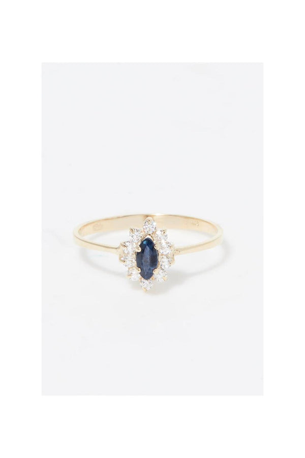 “Vera” Sapphire Ring 375/1000 Yellow Gold And Zirconium