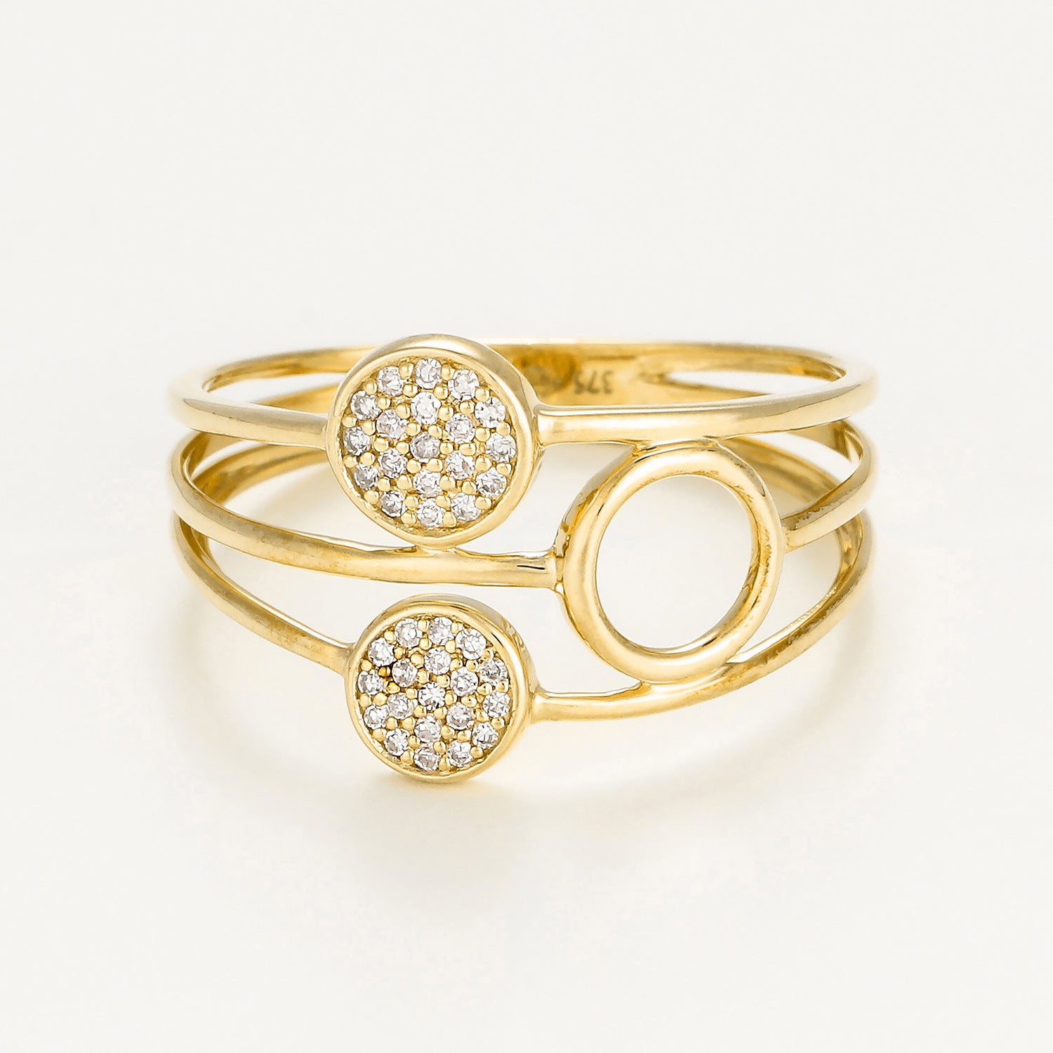 Bague "Trio De Bulles" D0,09/38 Or Jaune