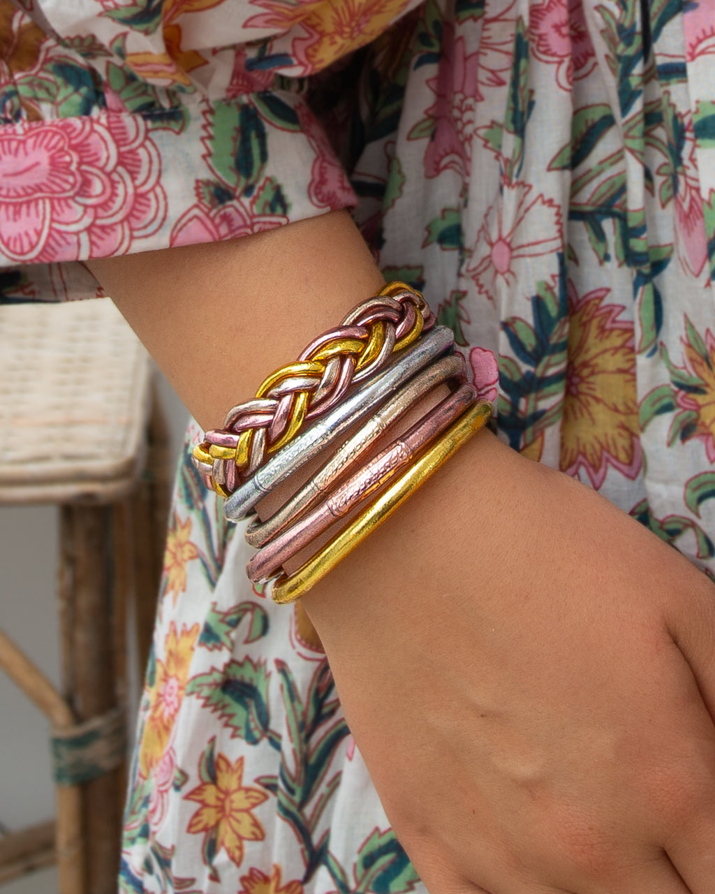 Double Braided Buddhist Bracelet (Gold, Champagne, Pink Gold)