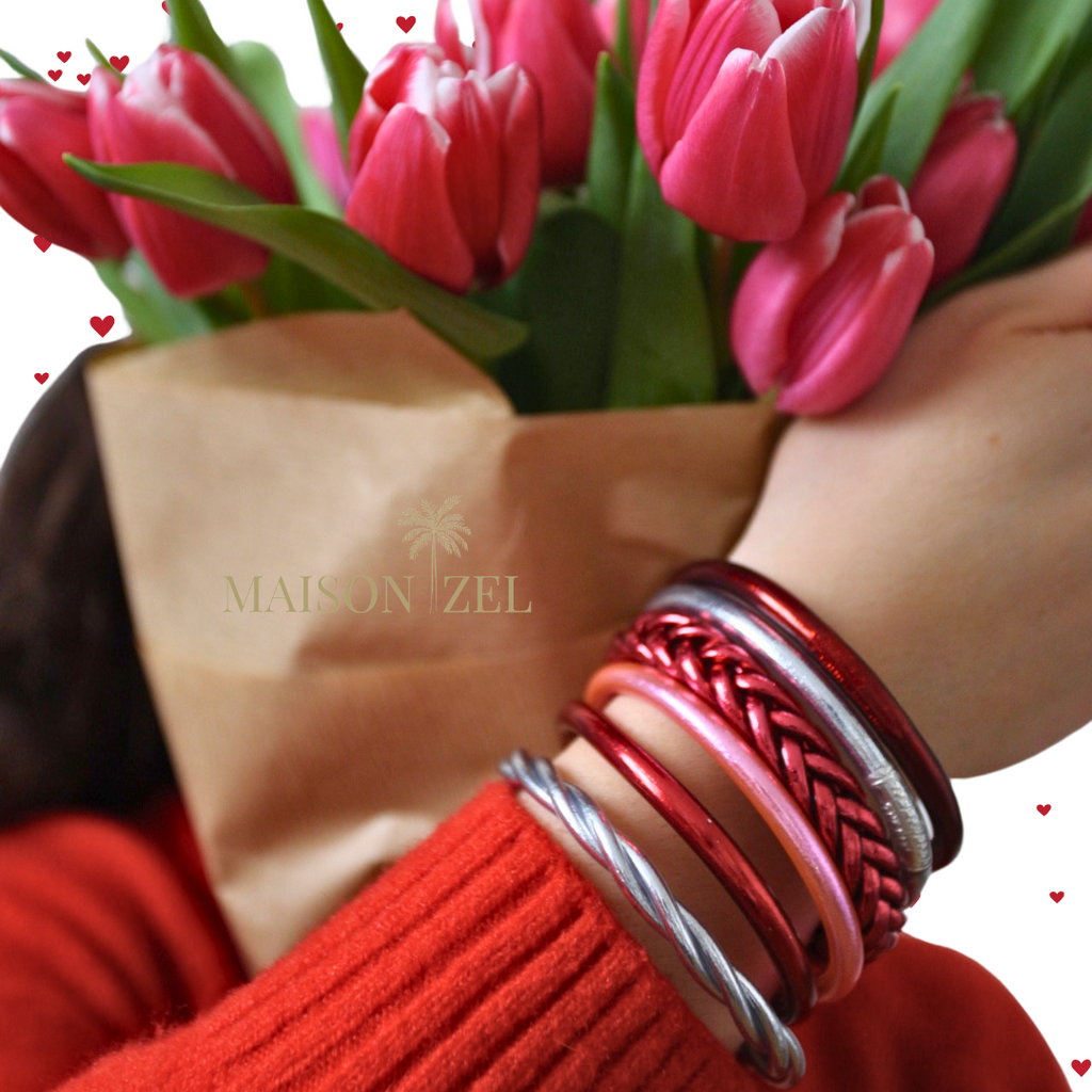Pulsera Budista Trenzada Burdeos
