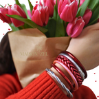 Pulsera Budista Trenzada Burdeos