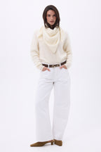 Bandana Triangle Oversize – Cachemire Brossé Brea - Blanc - Femme - 100% Cachemire Brosse