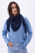 Bandana Triangle Oversize – Cachemire Brossé Brea - Bleu Marine - Femme