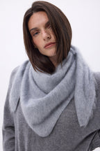 Bandana Triangle Oversize – Cachemire Brossé Brea - Gris Clair - Femme - 100% Cachemire Brosse