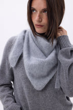 Bandana Triangle Oversize – Cachemire Brossé Brea - Gris Clair - Femme - 100% Cachemire Brosse