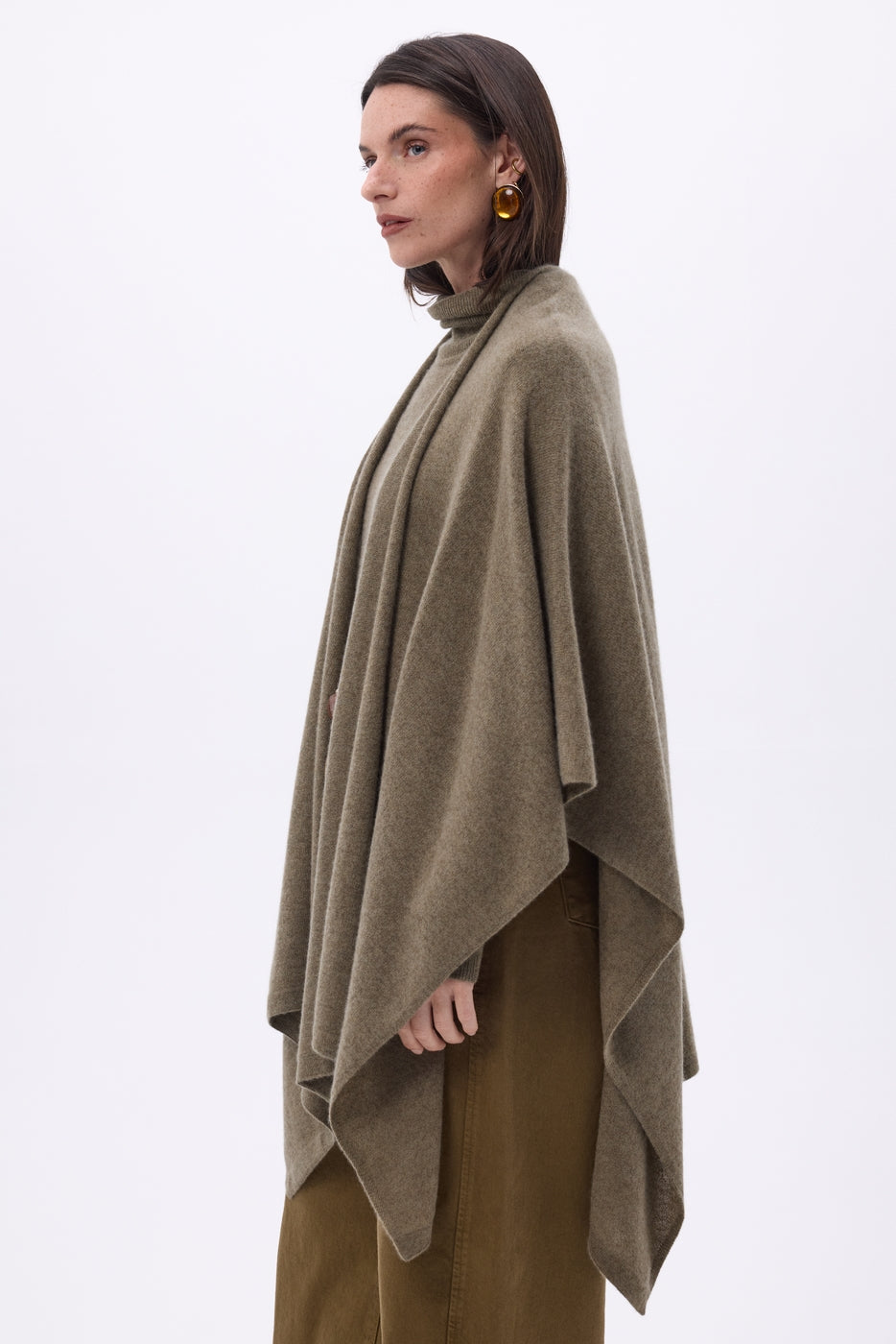 Poncho Brise - Kaki Melange - Donna - 100% Cashmere