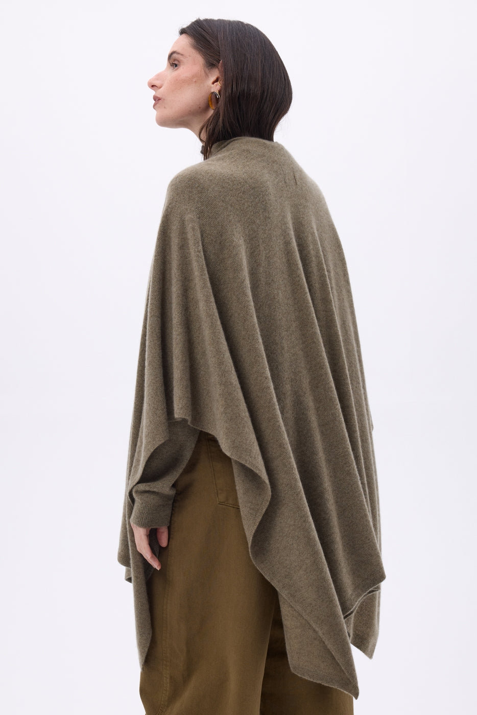 Poncho Brise - Kaki Melange - Donna - 100% Cashmere