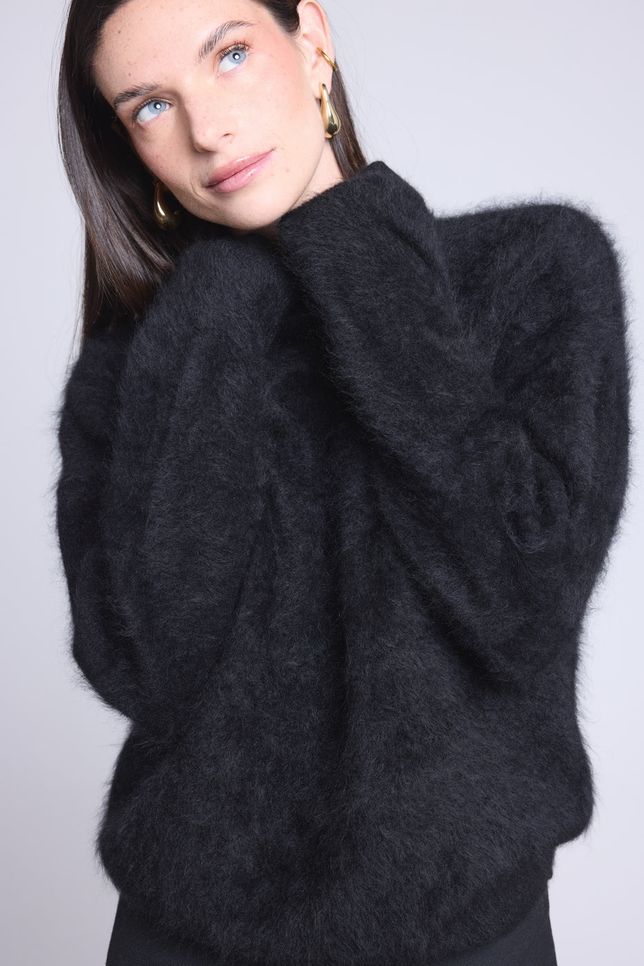 Oversized trui van geborsteld kasjmier Brushy - Zwart - Dames - 100% geborsteld kasjmier