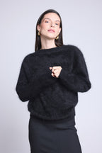 Oversized trui van geborsteld kasjmier Brushy - Zwart - Dames - 100% geborsteld kasjmier